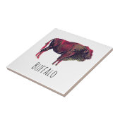 バイソン又は賢い動物のためのバッファローポートレートデザイン タイル (側面)