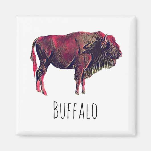 バイソン又は賢い動物のためのバッファローポートレートデザイン マグネット (正面)