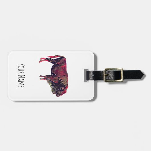 バイソン又は賢い動物のためのバッファローポートレートデザイン ラゲッジタグ (正面横)