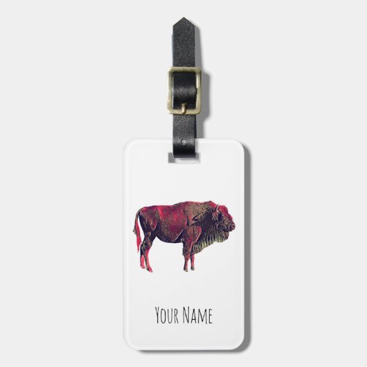 バイソン又は賢い動物のためのバッファローポートレートデザイン ラゲッジタグ (正面縦)