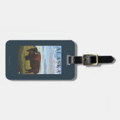 バイソン場面ヴィンテージ旅行ポスター ラゲッジタグ (正面横)