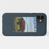 バイソン場面ヴィンテージ旅行ポスター Case-Mate iPhoneケース (裏面(横))