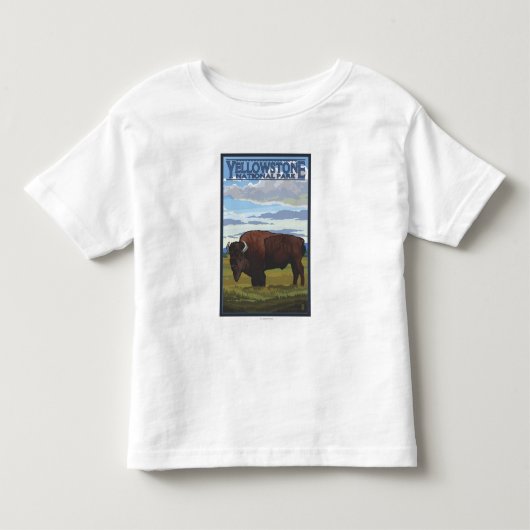 バイソン場面-イエローストーン国立公園 トドラーTシャツ (正面)