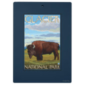 バイソン場面-グレーシャー国立公園、MT クリップボード (裏面)