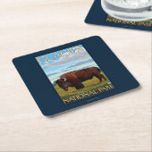 バイソン場面-グレーシャー国立公園、MT スクエアペーパーコースター (アングル)