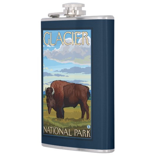 バイソン場面-グレーシャー国立公園、MT フラスク (左)