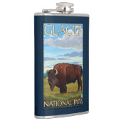 バイソン場面-グレーシャー国立公園、MT フラスク (右)