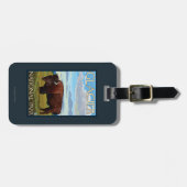 バイソン場面-グレーシャー国立公園、MT ラゲッジタグ (正面横)