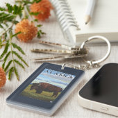 バイソン場面-デルタの接続点、アラスカ キーホルダー (正面右)