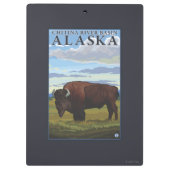 バイソン場面- Chitinaの河川流域、アラスカ クリップボード (裏面)