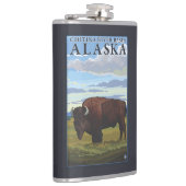 バイソン場面- Chitinaの河川流域、アラスカ フラスク (右)