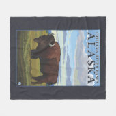 バイソン場面- Chitinaの河川流域、アラスカ フリースブランケット (正面(横))