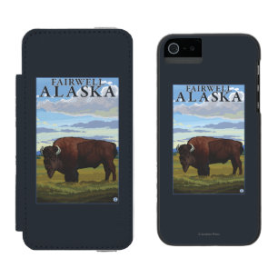 バイソン場面- Fairwell、アラスカ iPhone SE/5/5sウォレットケース