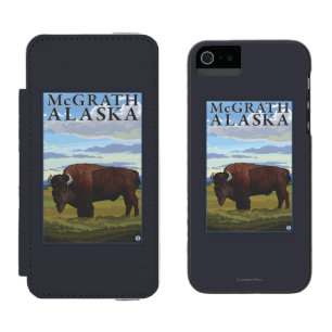 バイソン場面- McGrath、アラスカ iPhone SE/5/5sウォレットケース