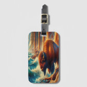 バイソン威厳のあるは背が高い ラゲッジタグ (正面縦)