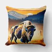 バイソン威厳のあるサンセット クッション (正面)