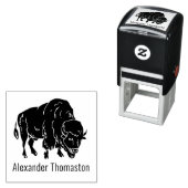 バイソン威厳のあるバッファローシルエット名 セルフインキングスタンプ (インサイチュ)