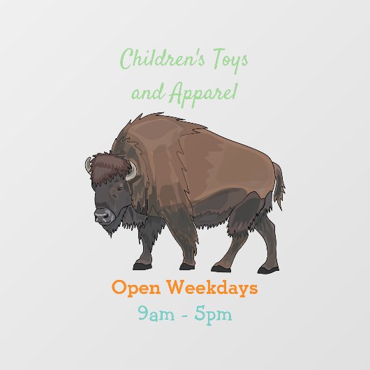 バイソン漫画イラストレーション ウィンドウサイン (シート)