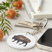 バイソン漫画イラストレーション キーホルダー (正面右)