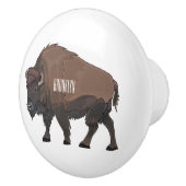 バイソン漫画イラストレーション セラミックノブ (右)