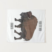 バイソン漫画イラストレーション タペストリー (正面(横))