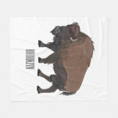 バイソン漫画イラストレーション フリースブランケット (正面(横))