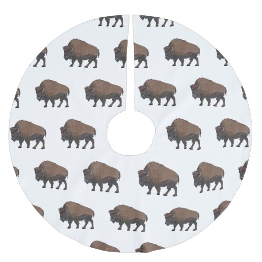 バイソン漫画イラストレーション ブラッシュドポリエステルツリースカート (正面)