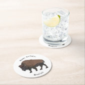 バイソン漫画イラストレーション ラウンドペーパーコースター (インサイチュ)