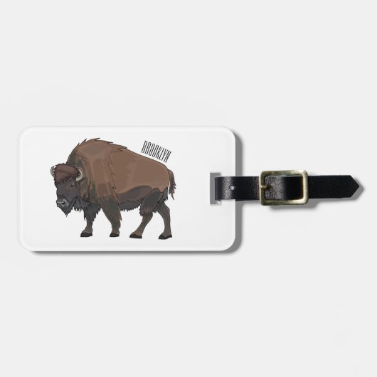 バイソン漫画イラストレーション ラゲッジタグ (正面横)