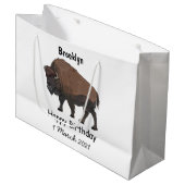バイソン漫画イラストレーション ラージペーパーバッグ (正面アングル)