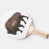 バイソン漫画イラストレーション 卓球ラケット (横)