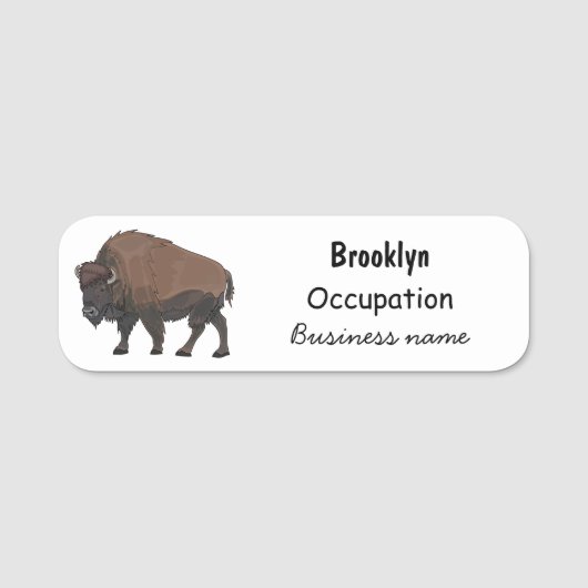 バイソン漫画イラストレーション 名札 (正面)