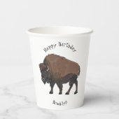 バイソン漫画イラストレーション 紙コップ (裏面)