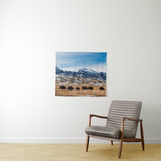 バイソン移動 タペストリー (インサイチュ(横))