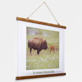 バイソン&カーフイエローストーン国立公園 吊り下げ型タペストリー (傾斜あり)