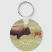 バイソン&カーフイエローストーン キーホルダー (正面)