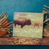 バイソン&カーフイエローストーン フォトプラーク (側面)