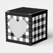 バイソン チェック - 黒と白 - ハート フェイバーボックス (正面サイド)