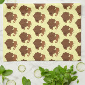 バイソン デザイン 自由な色の背景 キッチンタオル (折り畳み)