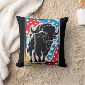 バイソン – バッファローアポップ・アートのートヴィンテージレトロ クッション (ブランケット)