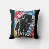 バイソン – バッファローアポップ・アートのートヴィンテージレトロ クッション (裏面)