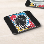 バイソン – バッファローアポップ・アートのートヴィンテージレトロ コースター (左側)