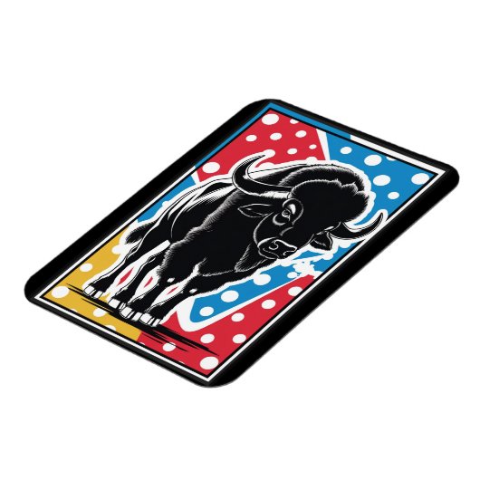 バイソン – バッファローアポップ・アートのートヴィンテージレトロ マグネット (左側)