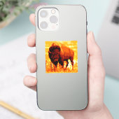 バイソン/バッファロースクエアステッカー シール (スマートフォン)