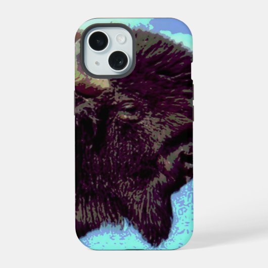 バイソン・ポップアート iPhone 15ケース (裏面)