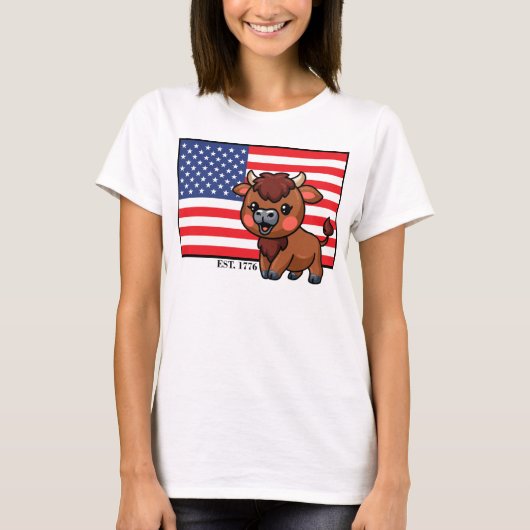 バイソンEST 1776米国国旗 Tシャツ (正面)