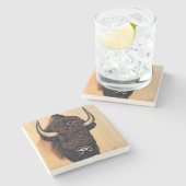 バイソ威厳のあるン – 力と自由の象徴 ストーンコースター (横)