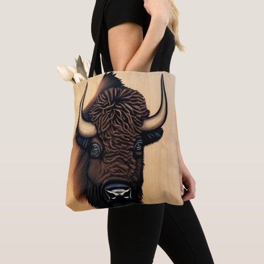 バイソ威厳のあるン – 力と自由の象徴 トートバッグ (クローズアップ)