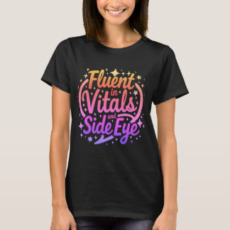バイタルサインと斜視の看護師Tシャツ Tシャツ