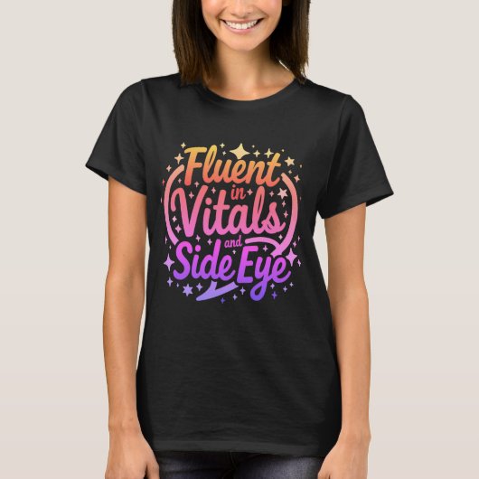 バイタルサインと斜視の看護師Tシャツ Tシャツ (正面)